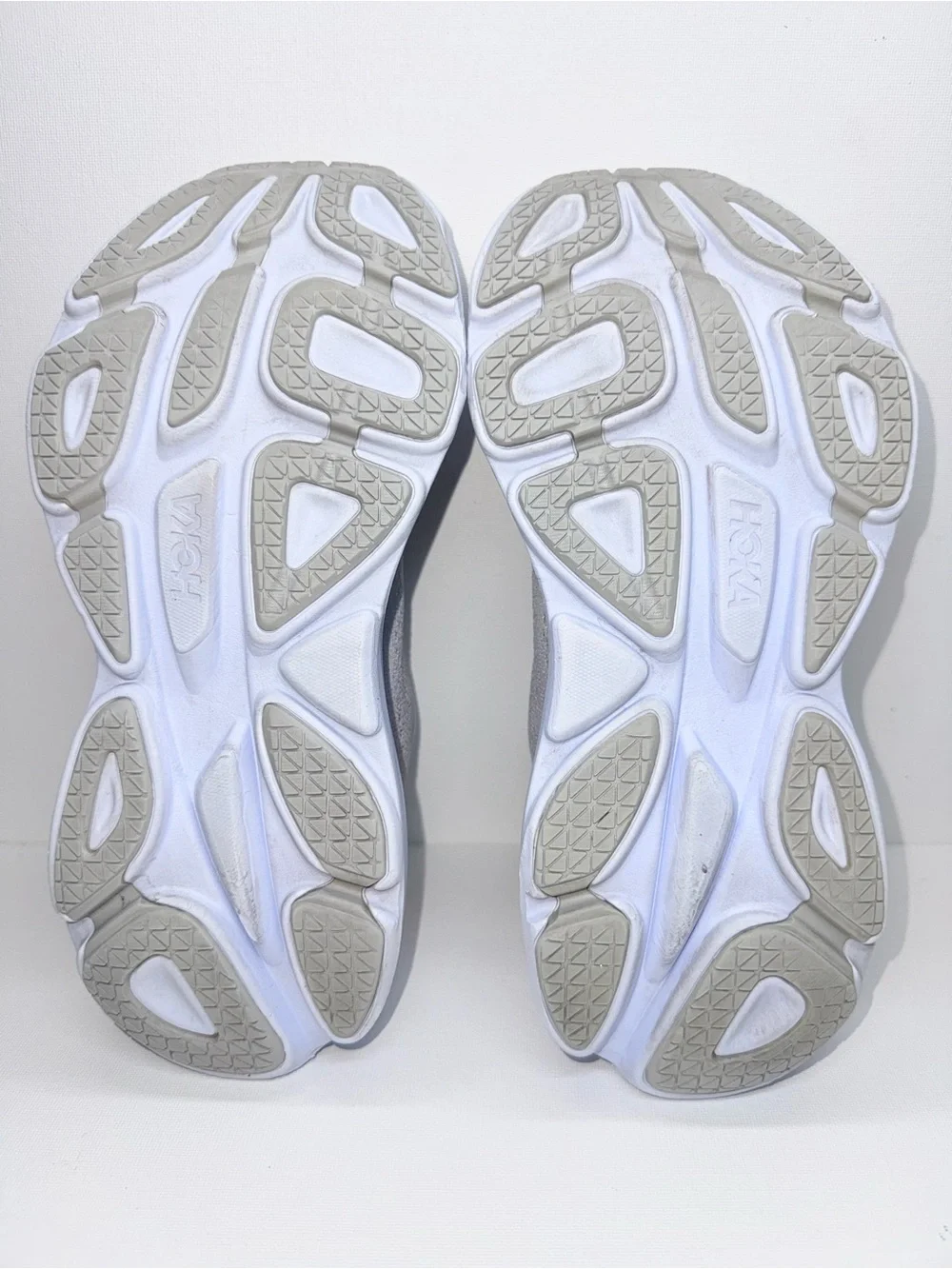 HOKA BONDI 8 Running Shoes - Light Gray with Orange Accent